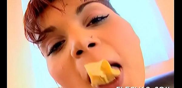  Gorgeous girl Jill cums from meat bazooka licking